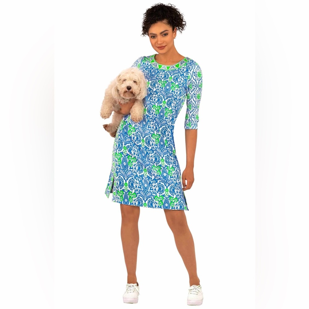 Gretchen Scott Jersey Bateau Breeze Dress in East India Print SZ M Preppy Island